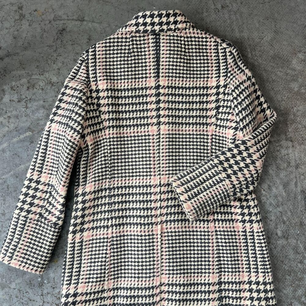 Marvin Richards  Vintage Pink Houndstooth Wool Blend Coat Jacket Women's XL - Picture 8 of 10